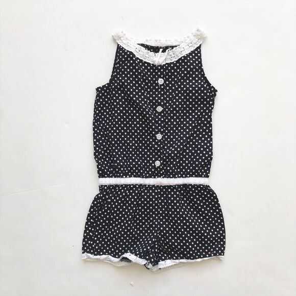 Genuine kids black/white polka dot romper EUC 2T - Picture 1 of 4